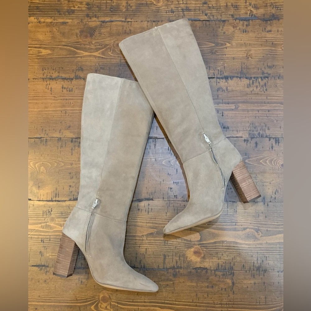 Steve Madden Taupe Heeled Boots - Picture 2 of 10